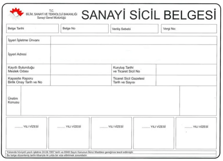 SANAYİ SİCİL BELGESİ KAPSAMINDA SAĞLANAN DESTEKLER